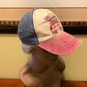 Lucky 7 distressed cap.  Salty Vibes graphics